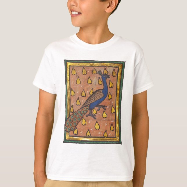 Camiseta Pavo real del bestiario medieval c. 1270 (Anverso)