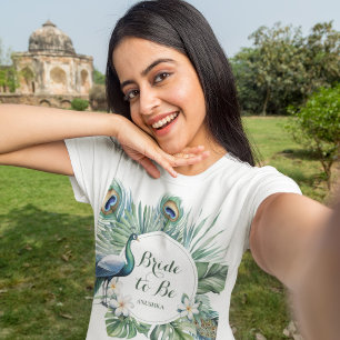 Camiseta Pavo Real Indio Tropical Floral Boda Novia a Ser