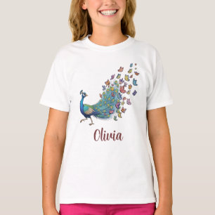 Camiseta Pavo real y mariposa caprichosos