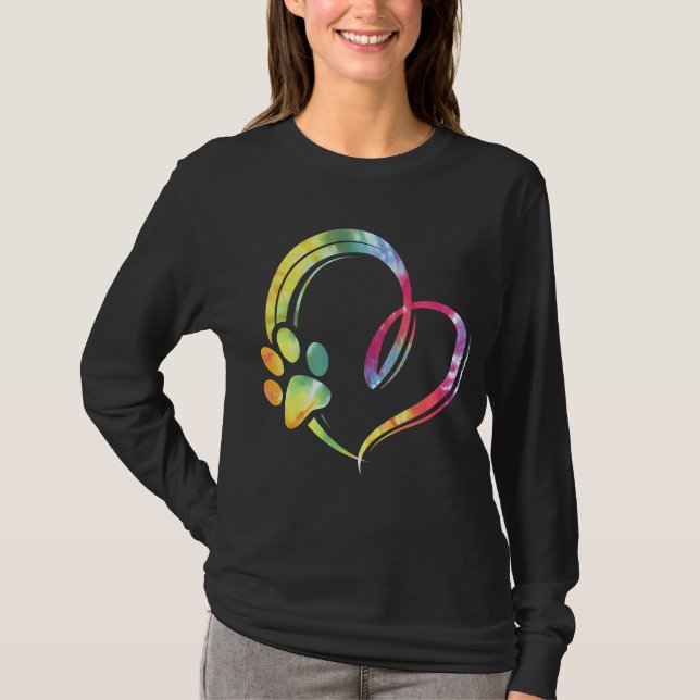 Camiseta Paw acuarela y adorno del perro de diseño cardíaco (Anverso)
