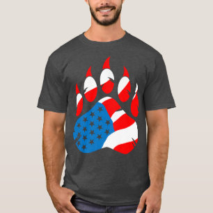 Camiseta Paw de oso, pasta de oso Bandera de Estados Unidos