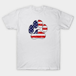 Camiseta Paw de perro de la bandera estadounidense