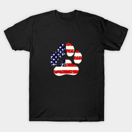 Camiseta Paw de perro de la bandera estadounidense