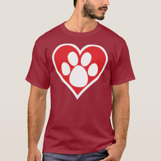 Camiseta Paw de Perro del Corazón (Oscuro)