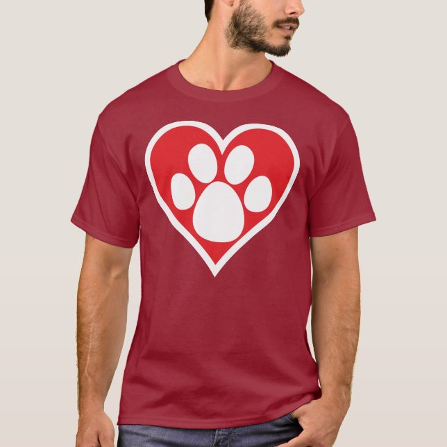 Camiseta Paw de Perro del Corazón (Oscuro) (Anverso)