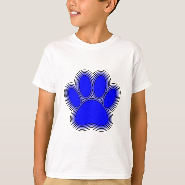 Camiseta Paw De Perro En Azul Con Brotes (Anverso)