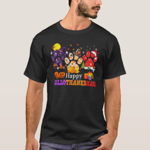 Camiseta Paw Gato Feliz Hallothanksmas Halloween Día de Acc