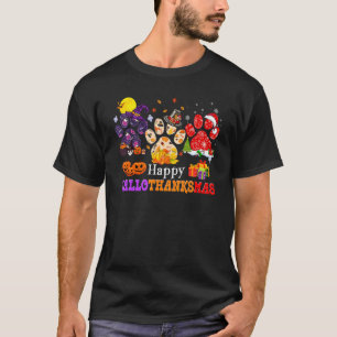 Camiseta Paw Gato Feliz Hallothanksmas Halloween Día de Acc