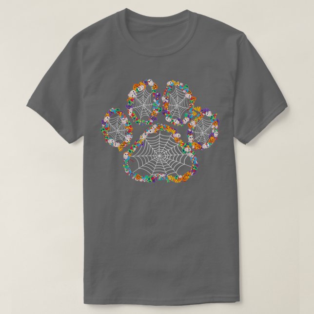 Camiseta Paw Imprimir Halloween Dog Candy Pumpkin Fantasma  (Diseño del anverso)