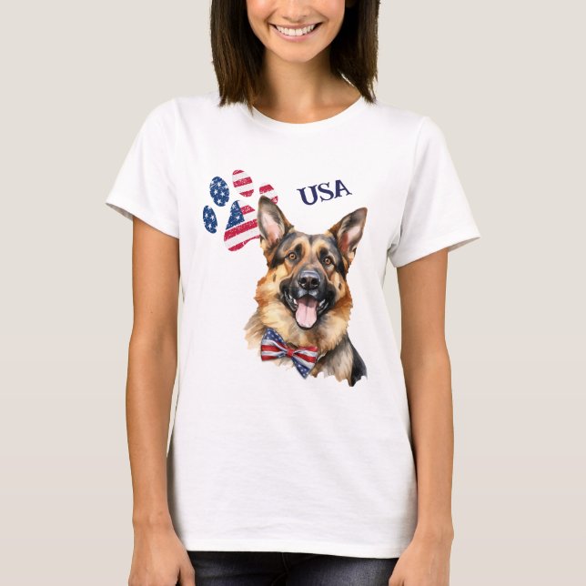 Camiseta Paw Patriótica de la Bandera de Estados Unidos Imp (Anverso)