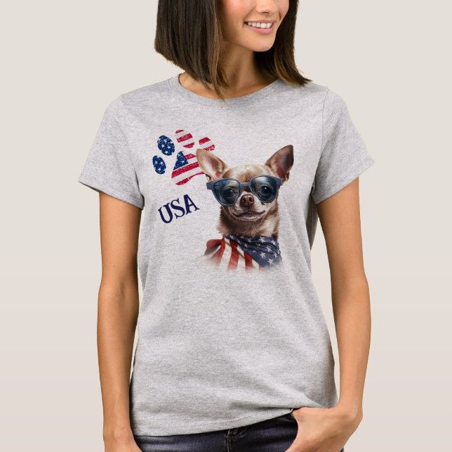 Camiseta Paw Patriótica de la Bandera de Estados Unidos Imp (Anverso)