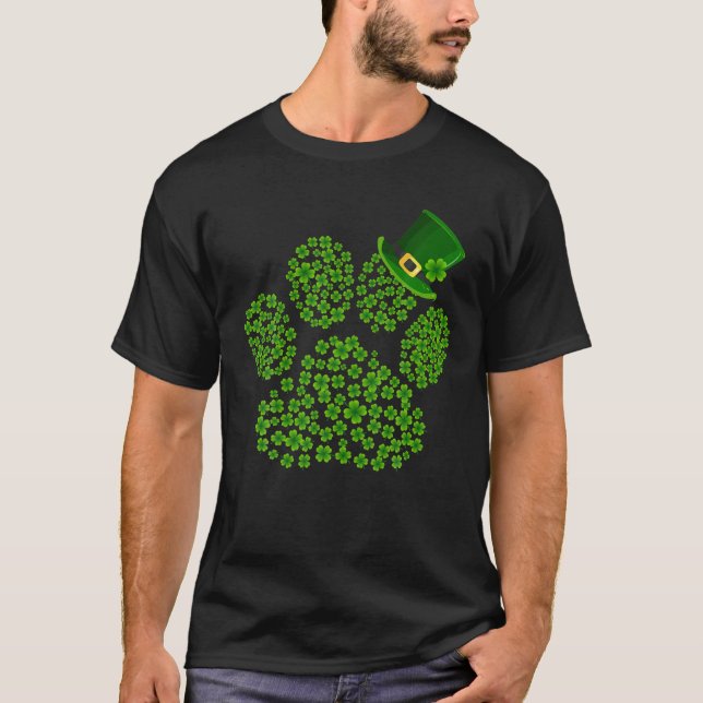 Camiseta Paw Paw St Patrick, Paw Print Shamrock (Anverso)
