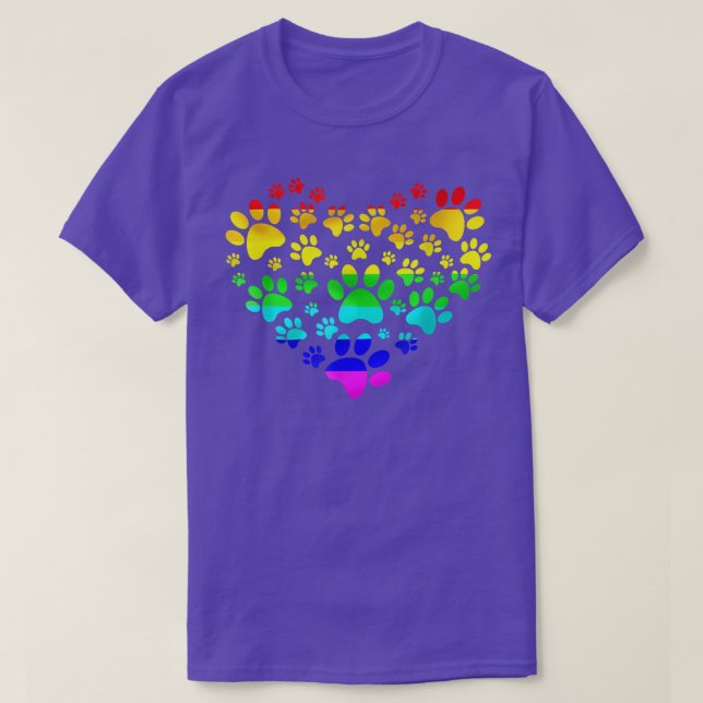 Camiseta Paw Print Heartbeat Inspirado en el arcoiris Papas (Diseño del anverso)