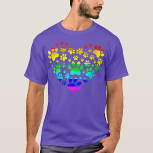 Camiseta Paw Print Heartbeat Inspirado en el arcoiris Papas