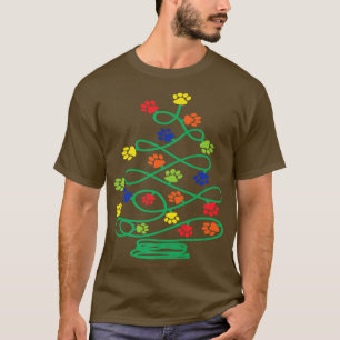Camiseta Paw print holiday dog cat pet lover Christmas tree