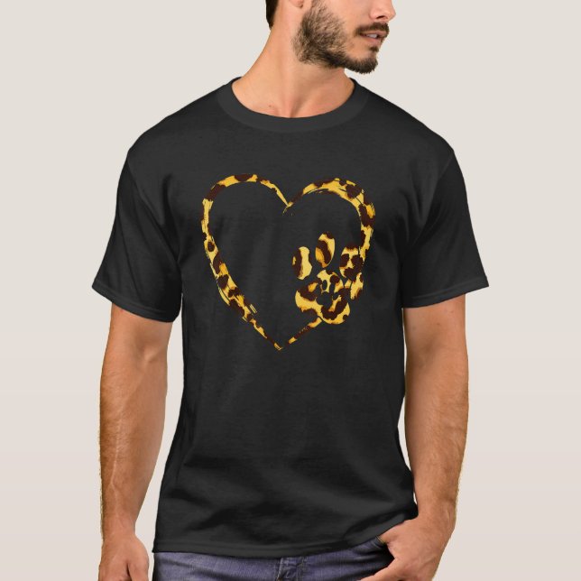 Camiseta Paw Print Leopard Hearts Dog Cat Valentines Day Bo (Anverso)