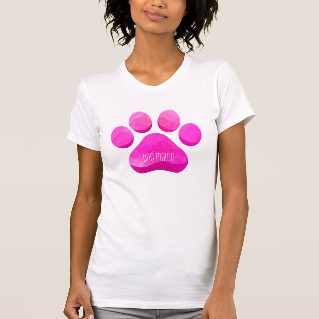 Camiseta Paw Print Pink DOG MAMA Pet Lover Diversión (Anverso)