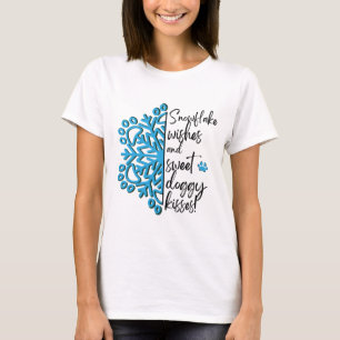 Camiseta Paw Print Winter Snowflake Doggy Kiss