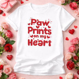 Camiseta Paw Prints on My Heart Cute Dog Lover Design