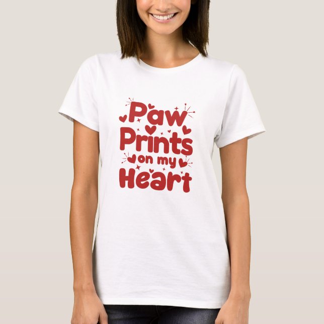 Camiseta Paw Prints on My Heart Cute Dog Lover Design (Anverso)