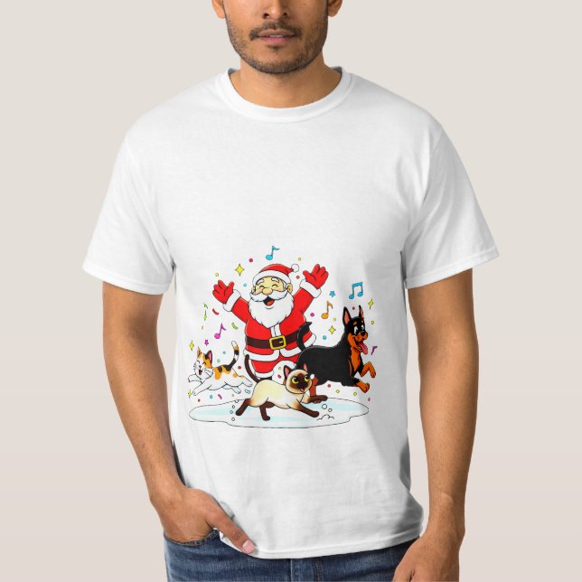 Camiseta Paw-sitive Purr-suit: Santa’s Joyful Chase (Anverso)