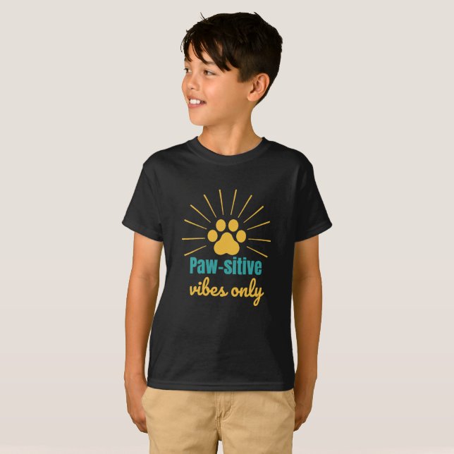 Camiseta Paw‑sitive Vibes Only | Cute Paw Print animal (Anverso completo)