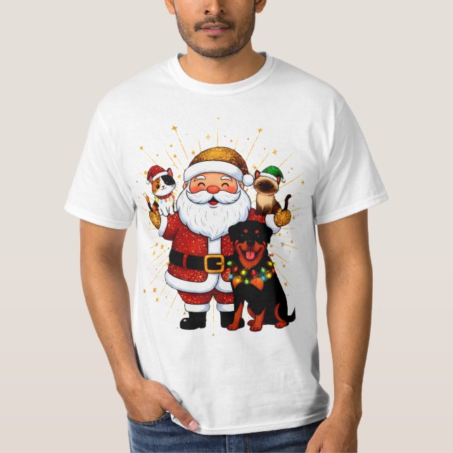 Camiseta Paw-some Holidays: Santa’s Sparkling Pet Squad (Anverso)
