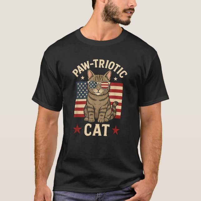 Camiseta Paw triótico Diseño de gato gracioso 4 de julio Ba (Anverso)