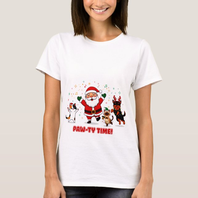 Camiseta Paw-ty Time: Santa’s Festive Furry Fiesta (Anverso)