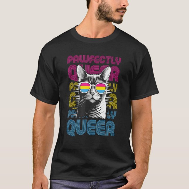 Camiseta Pawfectly Queer  Cat With Sunglasses Pansexual Pri (Anverso)