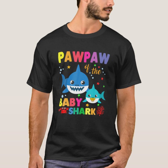 Camiseta Pawpaw Del Bebé Tiburón Cumpleaños Pawpaw Shark (Anverso)