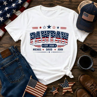 Camiseta PawPaw Est 2026 Bandera Americana Nombre Personali
