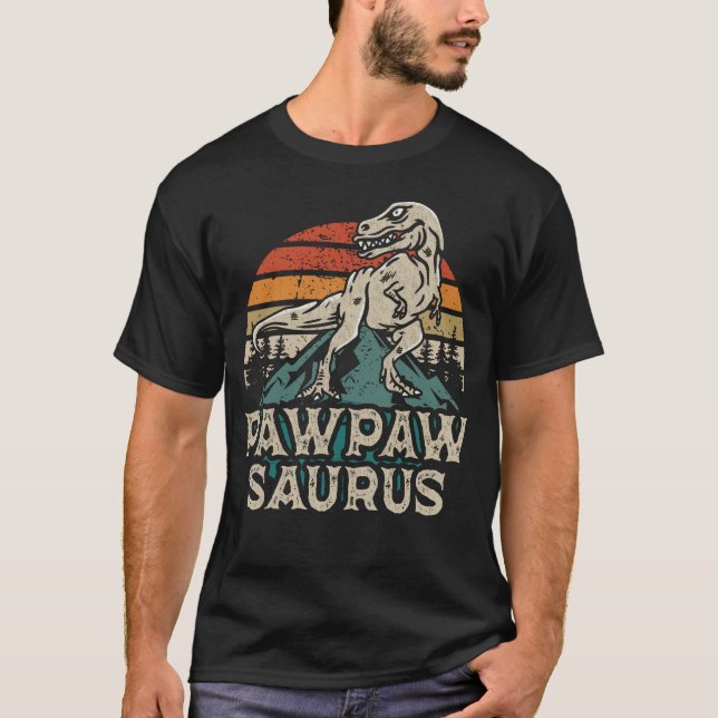 Camiseta Pawpawsaurus Dinosaur Abuelo Saurus Día del Padre (Anverso)