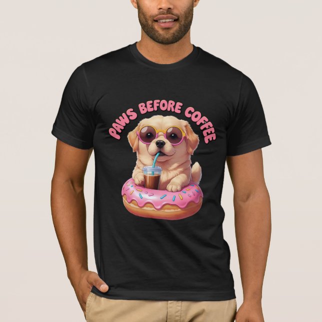 Camiseta Paws Antes Del Café Cute Cuppy Donut Art (Anverso)