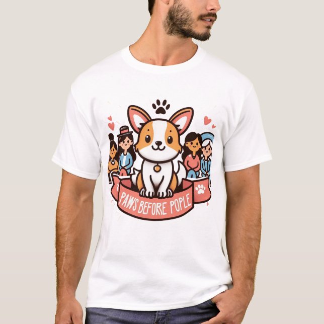 Camiseta Paws Before People Funny Dog Lover Tee gráfico (Anverso)