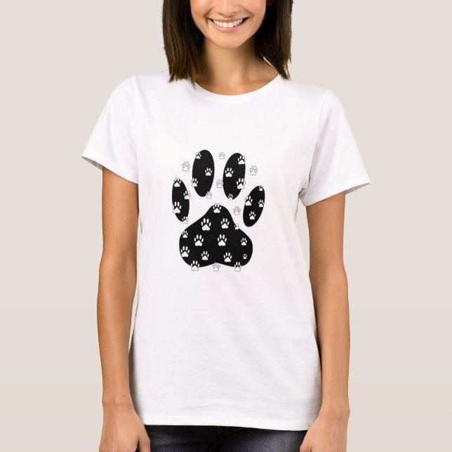 Camiseta Paws Blancos Sobre La Papelera Negra (Anverso)