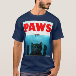Camiseta Paws Cat Jaws Funny Movie Parody
