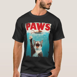 Camiseta Paws Cat Mouse Parodian a un gato Tiburón persigui