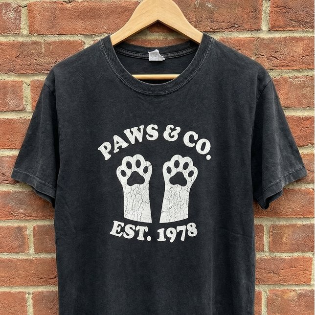 Camiseta Paws & Co Est. 1978 Huella de Pezuña de Perro Vint (Subido por el creador)