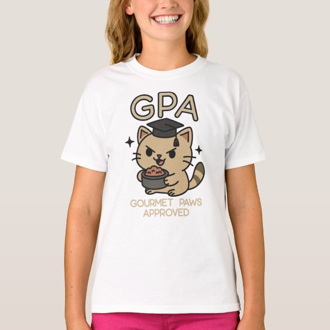 Camiseta Paws de atún para gato graciosos de becario person (Anverso)