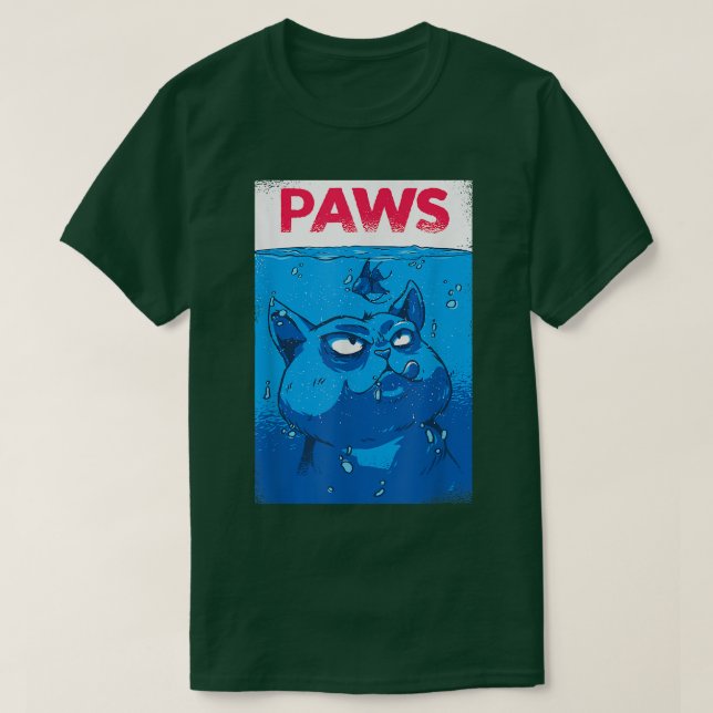 Camiseta PAWS Funny Cat Parody Hombres Mujeres  (Diseño del anverso)