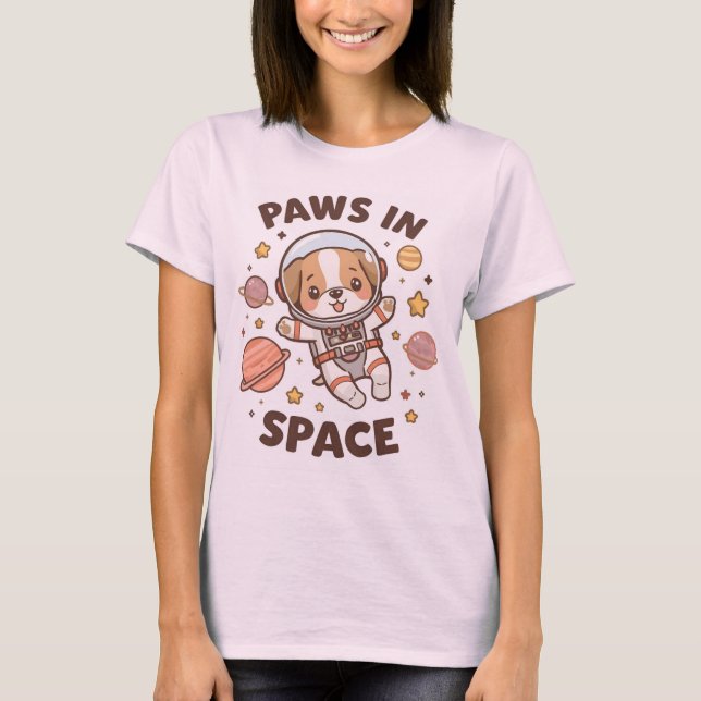 Camiseta Paws in Space Funny Astronaut Cat T-Shirt – Cool  (Anverso)
