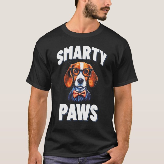 Camiseta Paws Inteligentes Perro Beagle Con Gafas (Anverso)