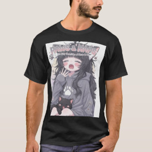 Camiseta Paws & Naps Anime Girl y Gato Estética Calle
