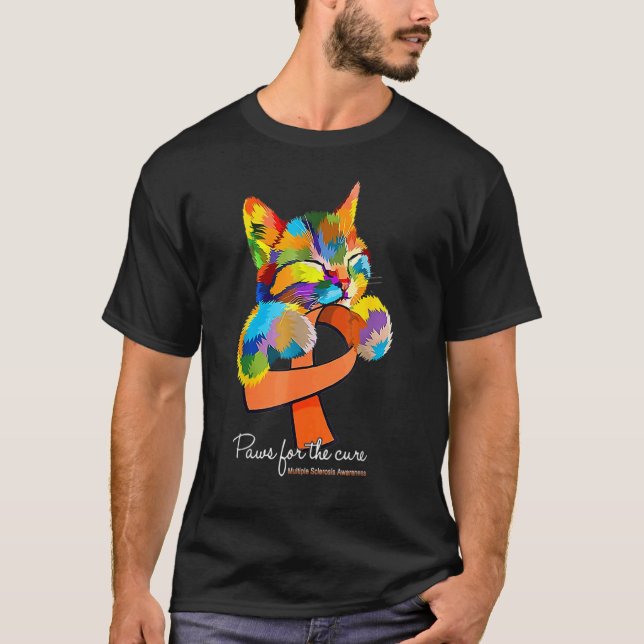 Camiseta Paws Para El Gato Cure Awarenes De Esclerosis Múlt (Anverso)