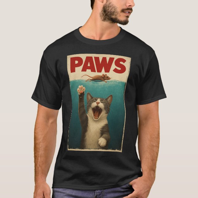 Camiseta PAWS Parodia el ratón del gato, un gato cómico per (Anverso)