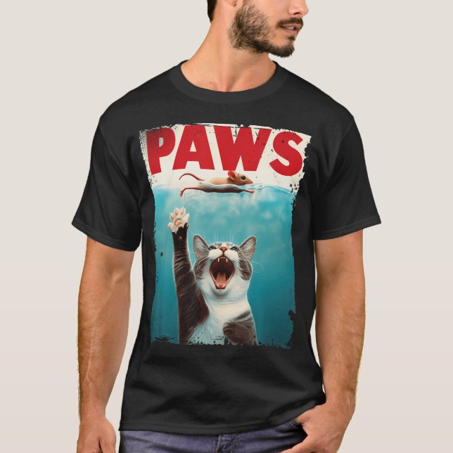 Camiseta Paws Parodian el ratón del gato Un gato cómico per (Anverso)