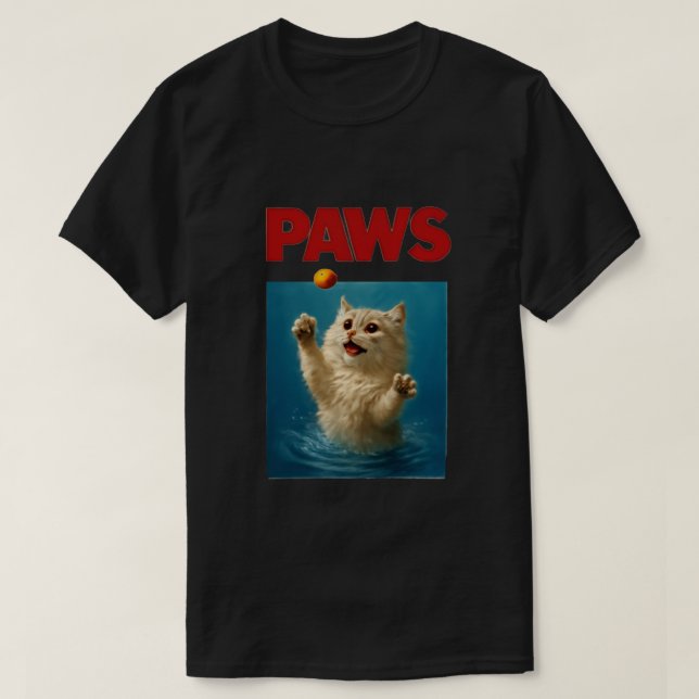Camiseta Paws Parody Black Cat Chasing a Cute Scared Mouse  (Diseño del anverso)
