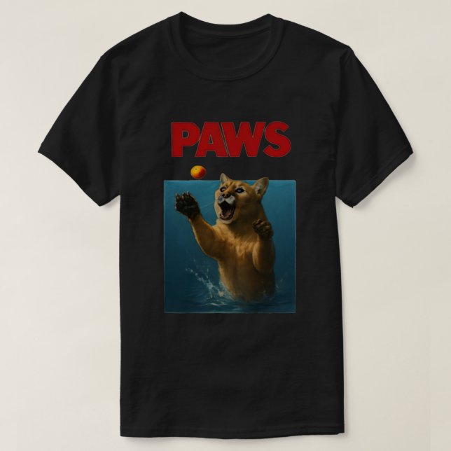 Camiseta Paws Parody Black CougarChasing Cute Scared Mouse  (Diseño del anverso)