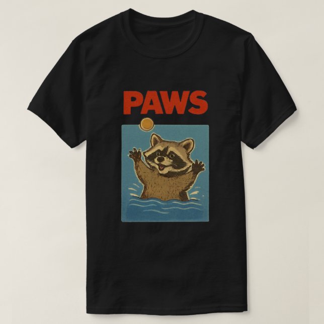 Camiseta Paws Parody Black raco Chasing Cute Scared Mouse  (Diseño del anverso)